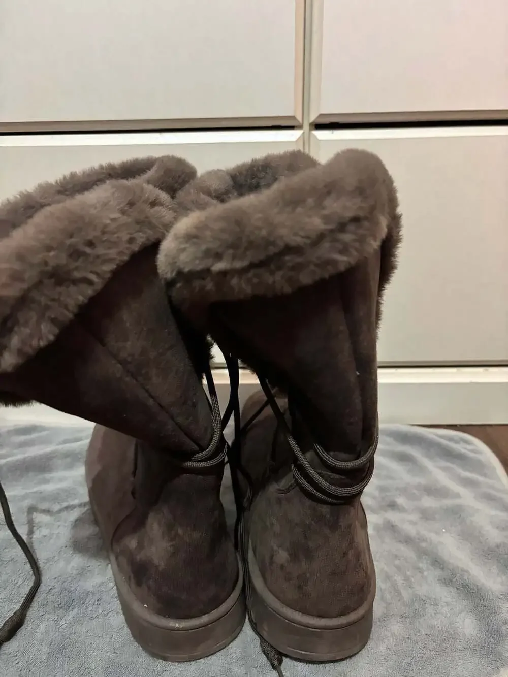 Arizona Jean Co. Shaw Flat Heel Faux Fur Winter Boots in Brown Truffle 11